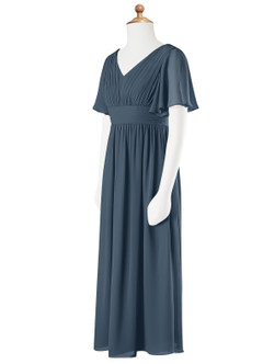 Azazie Temeka Junior Neptune A-Line Pleated Chiffon Dress image6