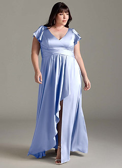 Azazie Omari Bridesmaid Dresses Ice A-Line Stretch Satin Dress image8