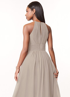 Azazie Bonnie Bridesmaid Dresses Frost A-Line Keyhole Ruched Chiffon Dress image4