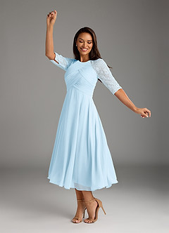 Azazie Dorothea Mother of the Bride Dresses Sky Blue A-Line Scoop lace Chiffon Dress image2