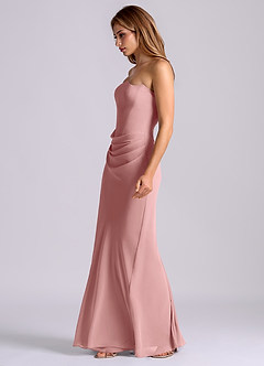 Azazie Debby Bridesmaid Dresses Dusty Rose Mermaid Strapless Chiffon Dress image4