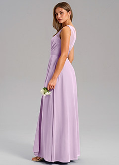 Azazie Phaedra Jurken voor bruidsmeisjes Jurk van Chiffon met A-Lijn One-Shoulder Frosted Lila image6