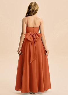 Azazie Bear Junior Burnt Orange A-Line Pleated Chiffon Dress image2