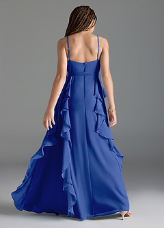 Azazie Peyton Junior Royal Blue A-Line V-Neck Cascading Ruffles Chiffon Dress image5