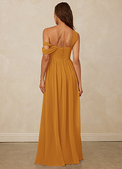 Christian Siriano Bridal for Azazie 1014 Brautjungfernkleider A-Linie Schulterfrei Chiffon Kleid Butterscotch image3