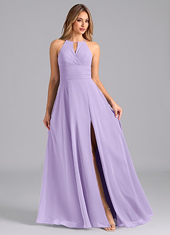 Azazie Denver Bridesmaid Dresses Lilac A-Line Pleated Chiffon Dress image3