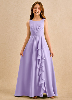 Azazie Chibi Girls Formal Abiti da Ragazza di Fiori Abito A-Line in Chiffon Plissettato Lilla image3