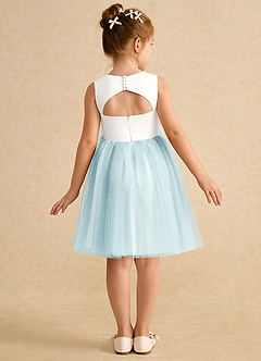 Azazie Louisa Flower Girl Dresses Ivory Sea Glass A-Line Sleeveless Tulle Dress image2