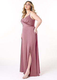 Azazie Dalilah Bridesmaid Dresses Vintage Mauve A-Line V-Neck Pleated Stretch Satin Dress image8