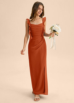 Azazie Jessamine Junior Burnt Orange Mermaid Sweetheart Neckline Chiffon Dress image3