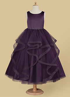 Azazie Sofia Flower Girl Dresses Plum A-Line Beaded Tulle Dress image5