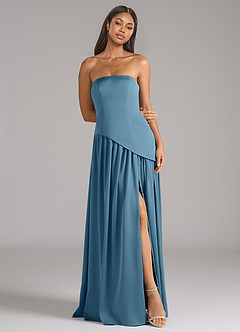 Azazie Adeline Bridesmaid Dresses Bermuda A-Line Strapless Stretch Satin Convertible Dress image3