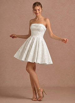 Genevieve White Jacquard Mini A-line Graduation Dress image5