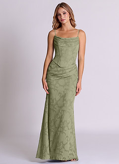 Azazie Sorrel Bridesmaid Dresses Pistachio Mermaid Corset Floral Burnout Convertible Dress image6