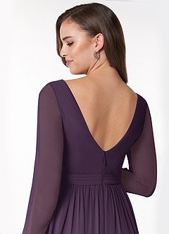Azazie Teton Maternity Bridesmaid Dresses A-Line Long Sleeve Chiffon Floor-Length Dress image6