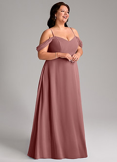 Azazie Marley Bridesmaid Dresses Desert Rose A-Line Off the Shoulder Chiffon Convertible Dress image15