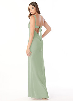 Azazie Audre Robes de demoiselle d'honneur Robe Sirène en Mousseline de soie Plissée Vert Sauge image4