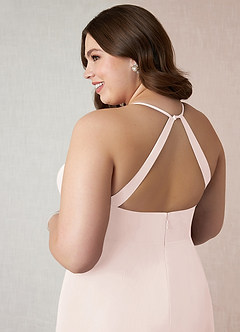 Azazie Becca Bridesmaid Dresses Rose Petal Sheath V-Neck Chiffon Dress image11