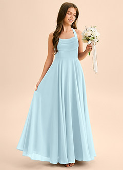 Azazie Kady Junior Robe Trapèze en Mousseline de soie Encolure en Forme de Cœur Bleu Nuage image5