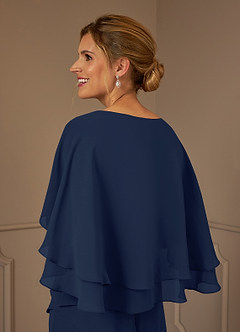 Azazie OHara vestidos de madre de la novia Vestido de Azul Marino Oscuro de Gasa de Corte En A con Cuello en V image7