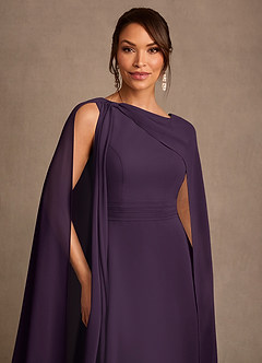 Azazie Liddie Mère de la mariée Robes Robe Trapèze en Mousseline de soie Plissé Prune image6