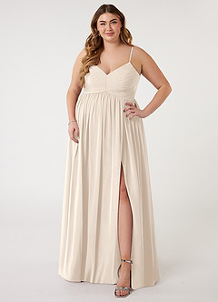 Azazie Alia Brautjungfernkleider A-Linie Plissee Chiffon Kleid Alabaster Weiß image6