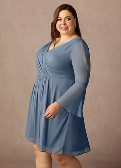 Azazie Teraso Final Sale Twilight A-Line Pleated Mesh Dress image14