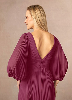 Azazie Zahara vestidos de madre de la novia Vestido de Mora de Gasa de Corte En A con Cuello en V plisado image6