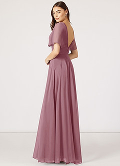 Azazie Pamela Bridesmaid Dresses A-Line V-Neck Pleated Chiffon Floor-Length Dress image3
