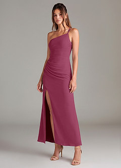 Azazie Eren Bridesmaid Dresses Mulberry Mermaid One Shoulder Chiffon Dress image1