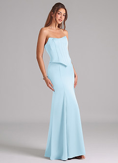 Azazie Ximena Bridesmaid Dresses Sky Blue Mermaid Corset Stretch Satin Convertible Dress image5