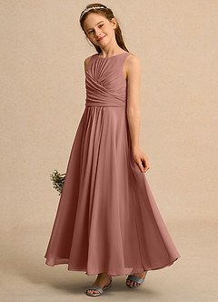 Azazie Ducky Girl Flower Girl Dresses Cedar Rose A-Line Pleated Chiffon Dress image5
