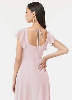 Azazie Bondi Bridesmaid Dresses Blushing Pink A-Line Ruffled Chiffon Dress image3