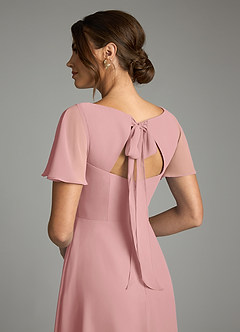 Azazie Kimber Vestidos de damas de honor Vestido de Rosa Polvorienta de Gasa de Corte en A con Manga volante image8