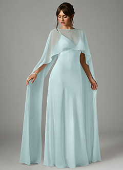 Azazie Stefania Abiti da Damigella Abito A-Line in Raso Elasticizzato Sea Glass image3