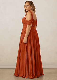 Christian Siriano Bridal for Azazie 1013 Bridesmaid Dresses Burnt Orange A-Line Off the Shoulder Chiffon Dress image15