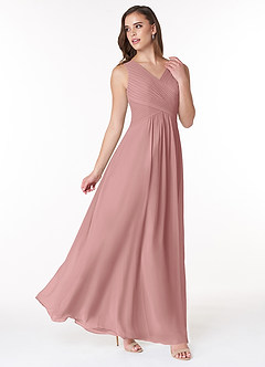Azazie Flora 신부 들러리 드레스 A라인 쉬폰 플로어 길이 드레스 image4