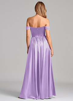 Azazie Raisa Bridesmaid Dresses Lilac A-Line Off the Shoulder Stretch Satin Dress image5