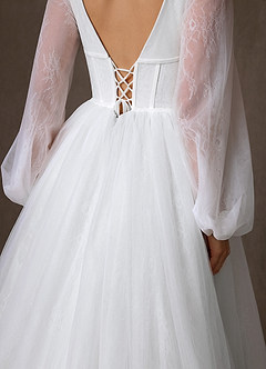 Azazie Cressida Wedding Dresses Diamond White Ball-Gown Lace Tulle Dress image9