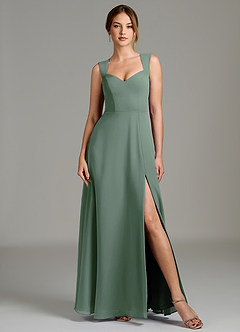 Azazie Gwendolyn Bridesmaid Dresses Eucalyptus A-Line Sweetheart Neckline Chiffon Dress image5