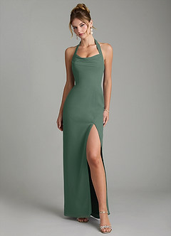 Azazie Arnelle Bridesmaid Dresses Eucalyptus Sheath Pleated Chiffon Dress image1