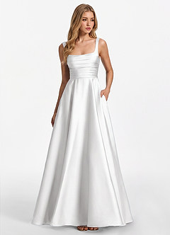 Azarya Weiß Satin-Korsett-A-Linien-Kleid image4
