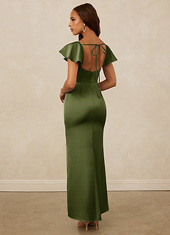 Christian Siriano Bridal for Azazie 1005 Bridesmaid Dresses Olive Sheath Sweetheart Neckline Stretch Satin Dress image2