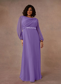 Azazie Priyanka Mother of the Bride Dresses Tahiti A-Line Boatneck Pleated Chiffon Dress image1