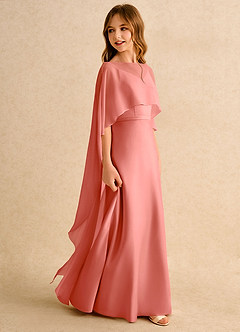 Azazie Fishie Girls Formal Flower Girl Dresses Salmon Pink A-Line Matte Satin Dress image6