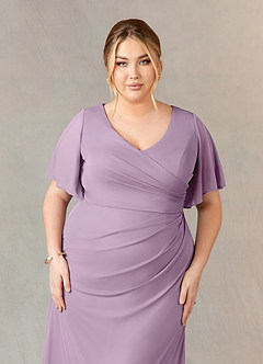 Azazie Selah Mother of the Bride Dresses Wisteria A-Line V-Neck ruched Mesh Dress image9