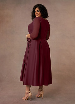 Azazie Maritza Mother of the Bride Dresses Cabernet A-Line Pleated Matte Satin Dress image4