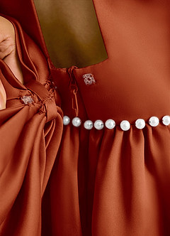 Azazie Daisies Flower Girl Dresses Paprika Ball-Gown Bow Matte Satin Dress image8