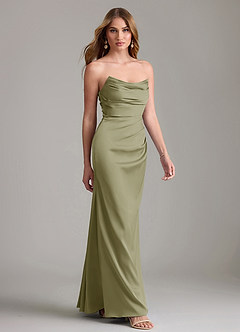Azazie Lucille Bridesmaid Dresses Pistachio Mermaid Strapless Stretch Satin Convertible Dress image4