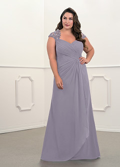 Azazie Birdie Mother of the Bride Dresses Fog A-Line Queen Anne Sequins Chiffon Dress image32